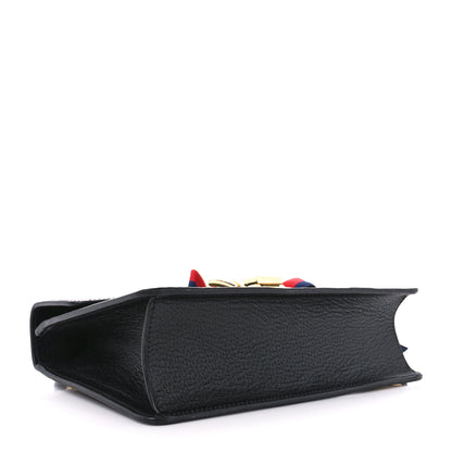 Gucci Textured Calfskin Bee Star Print Small Sylvie Shoulder Bag Black 4 of 11