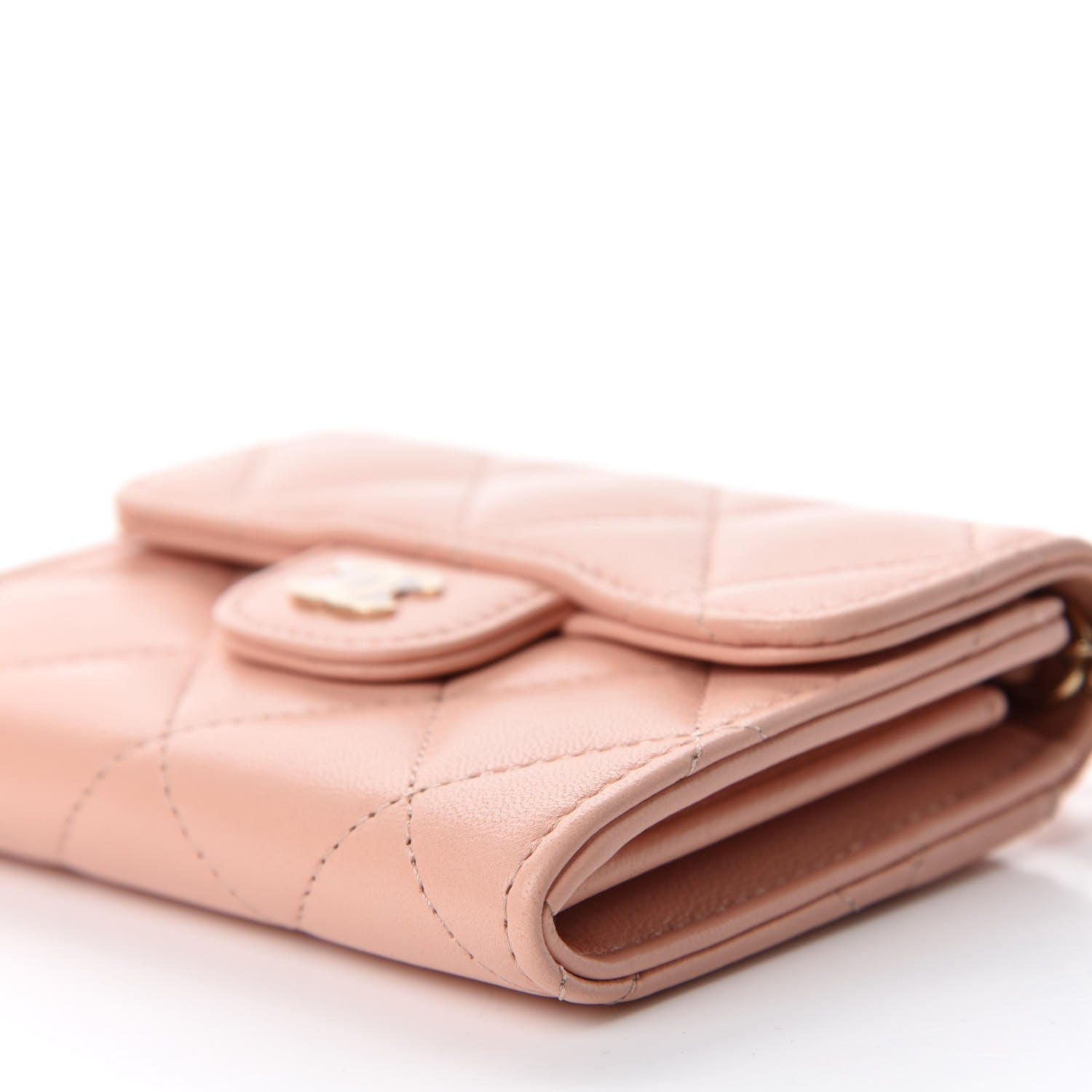 Chanel Lambskin Quilted Flap Card Holder On Chain Light Pink 7 of 12