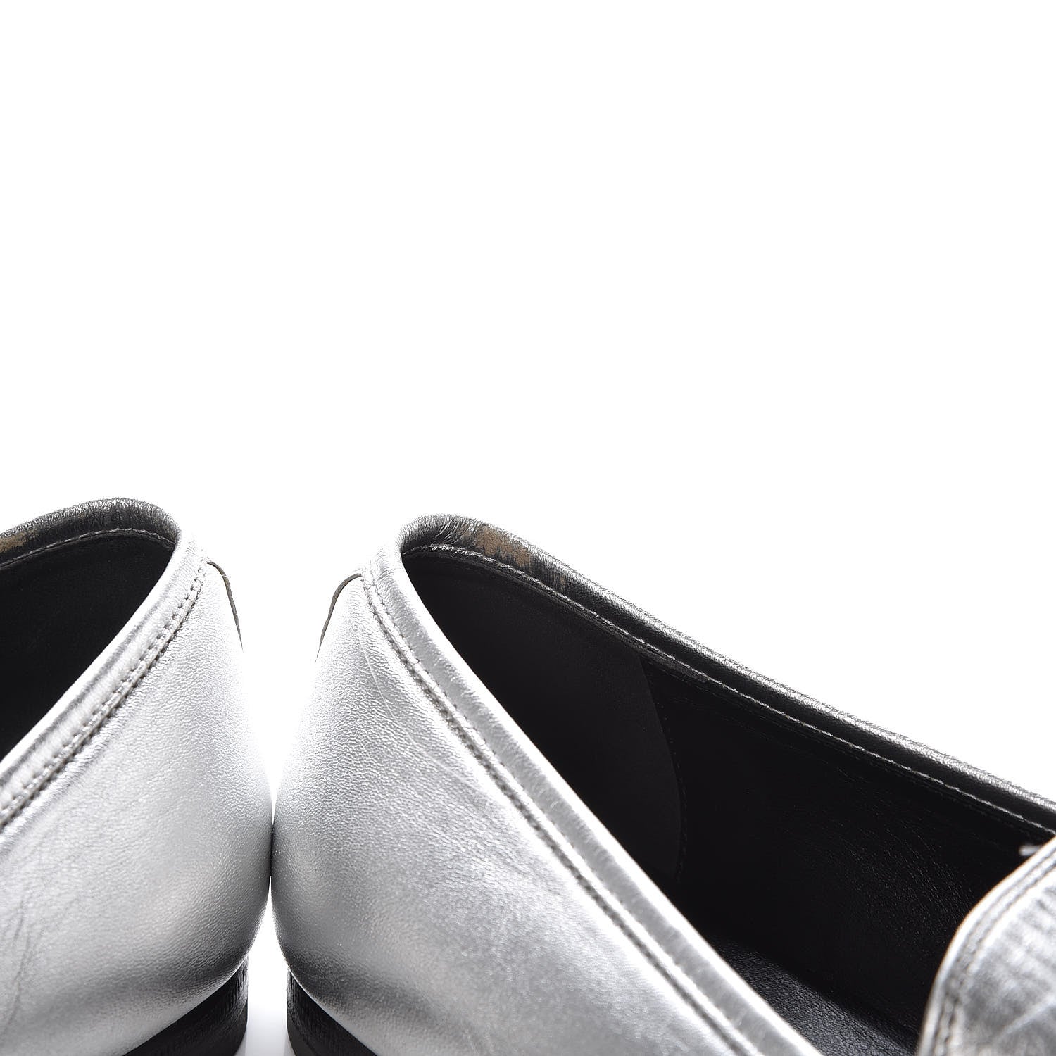 Gucci Metallic Nappa Womens Jordaan Loafers 40 Argento 12 of 13