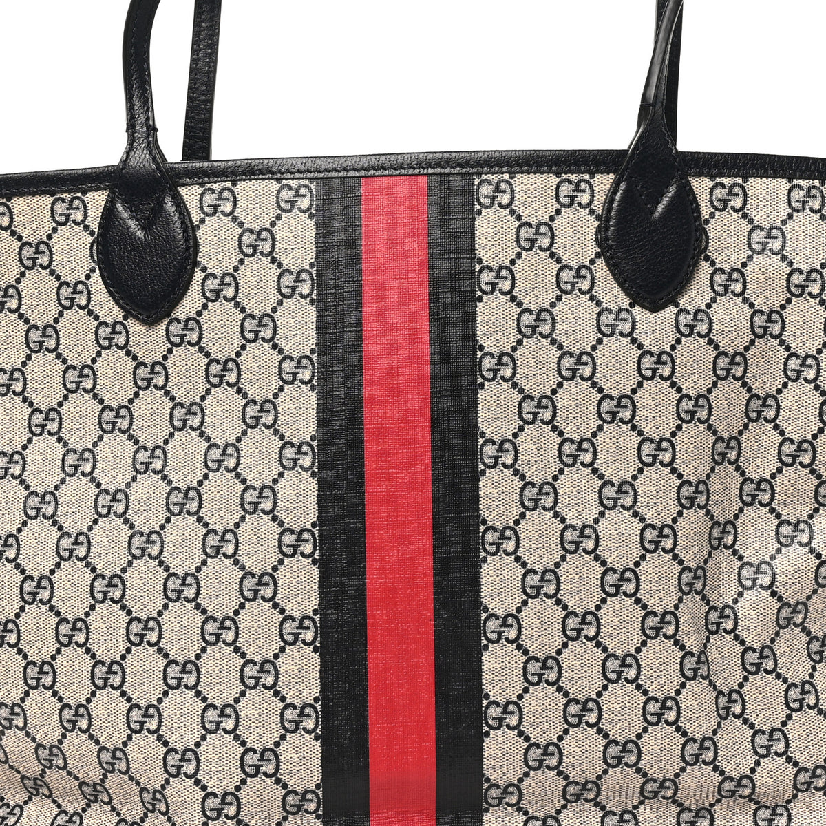 Gucci GG Supreme Monogram Textured Dollar Calfskin Web Large Ophidia Tote Beige Blue 9 of 12