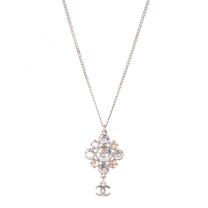 Chanel Crystal CC Pendant Necklace Silver 1 of 3