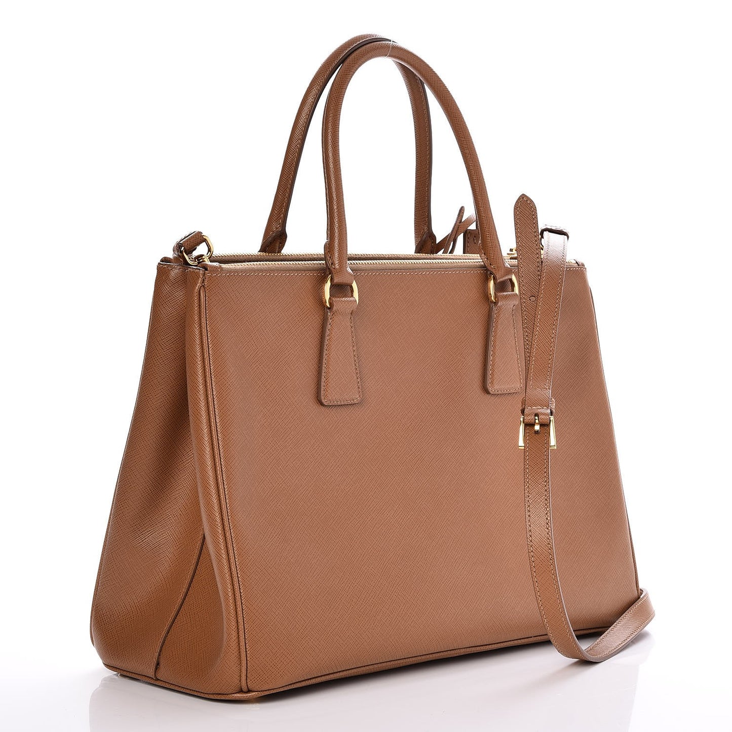 Saffiano Medium Galleria Double Zip Tote Caramel