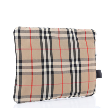 Burberry Nylon Vintage Check Logo Print Portrait Pouch Archive Beige 3 of 7