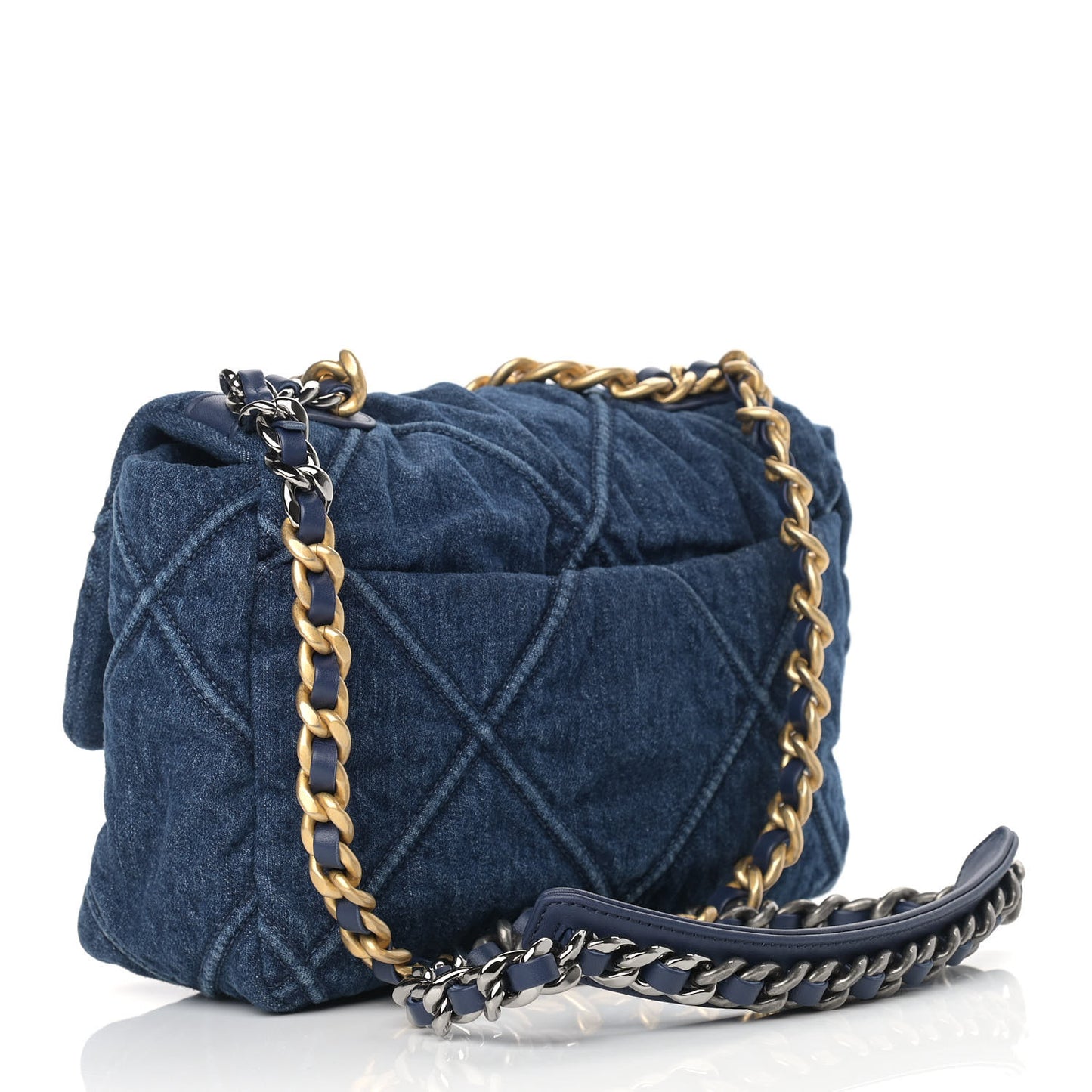 Denim Quilted Medium Chanel 19 Flap Blue