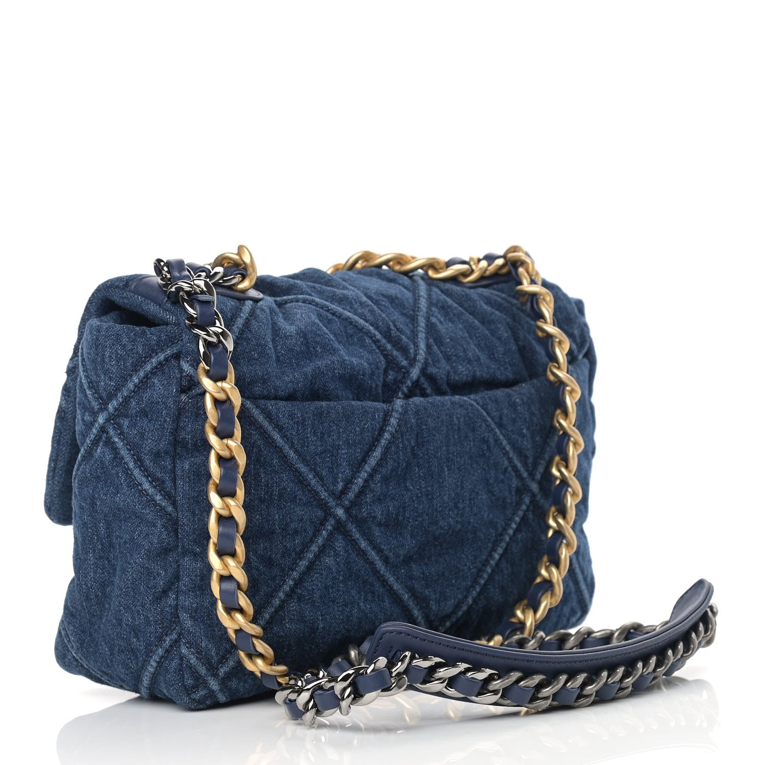 Chanel Denim Quilted Medium Chanel 19 Flap Blue 3 of 10