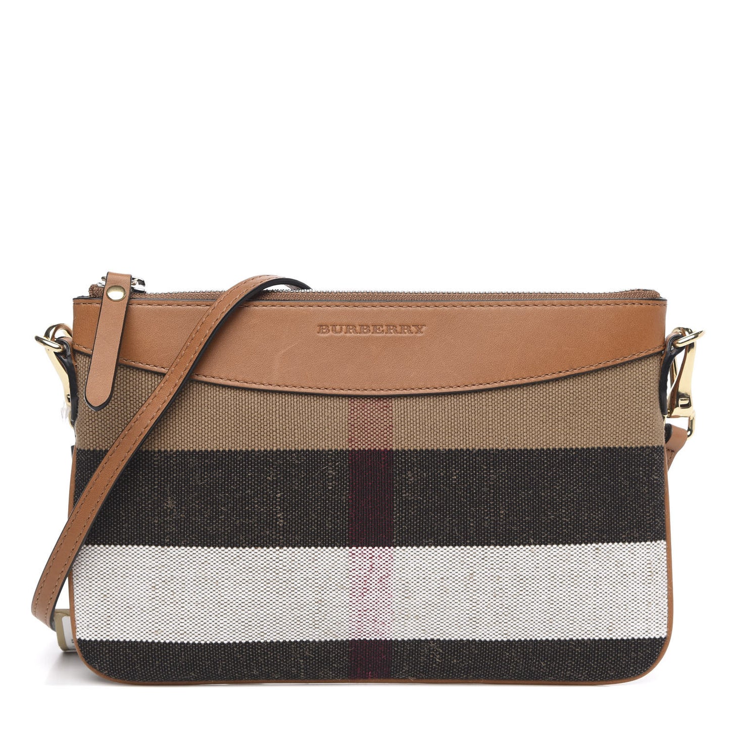 Mega Check Peyton Crossbody Clutch Bag Saddle Brown
