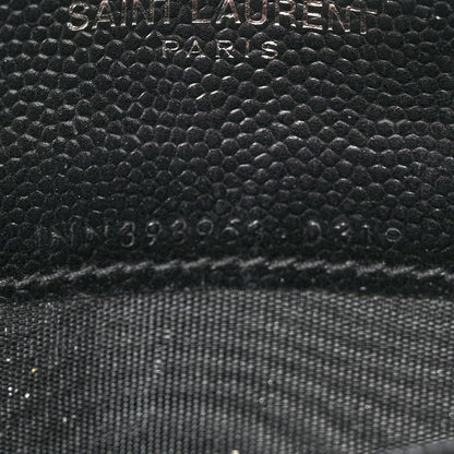 Saint Laurent Grain De Poudre Matelasse Chevron Monogram Monochrome Envelope Chain Wallet Black 7 of 13