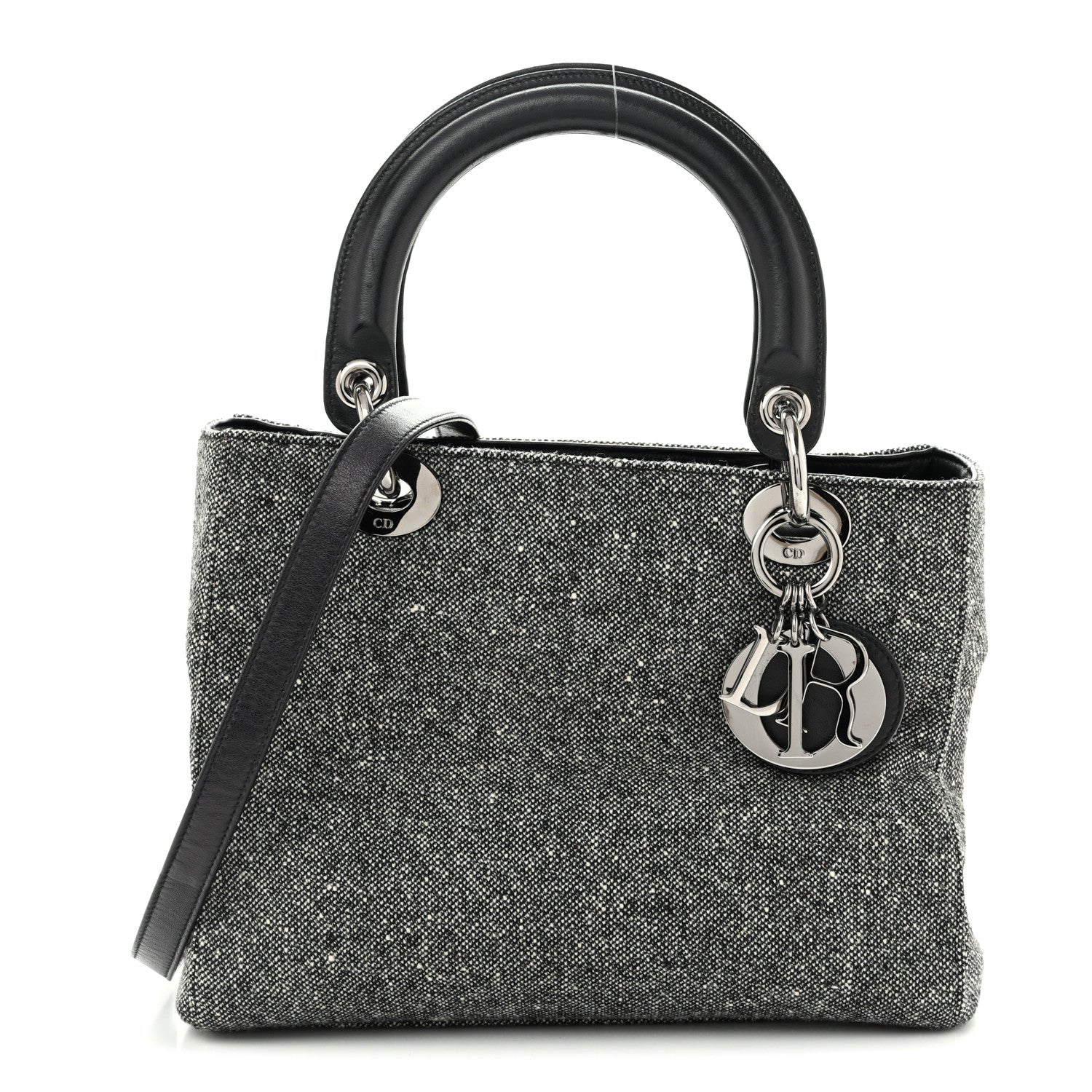 Christian Dior Canvas Medium Lady Dior Black 1 of 13