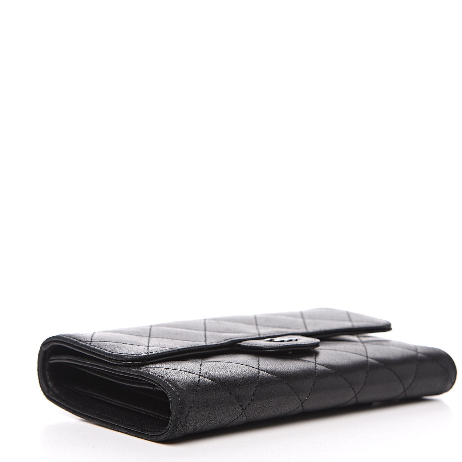 Chanel Lambskin Quilted Large Flap Wallet Black 3 of 15
