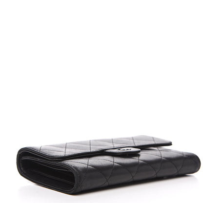 Chanel Lambskin Quilted Large Flap Wallet Black 3 of 15