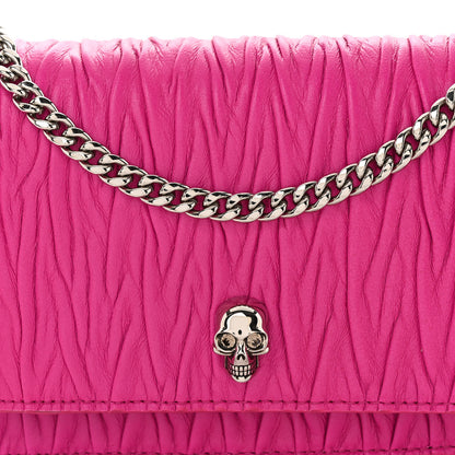 Alexander McQueen Lambskin Pleated Skull Small Chain Crossbody Bag Fuchsia 7 of 9