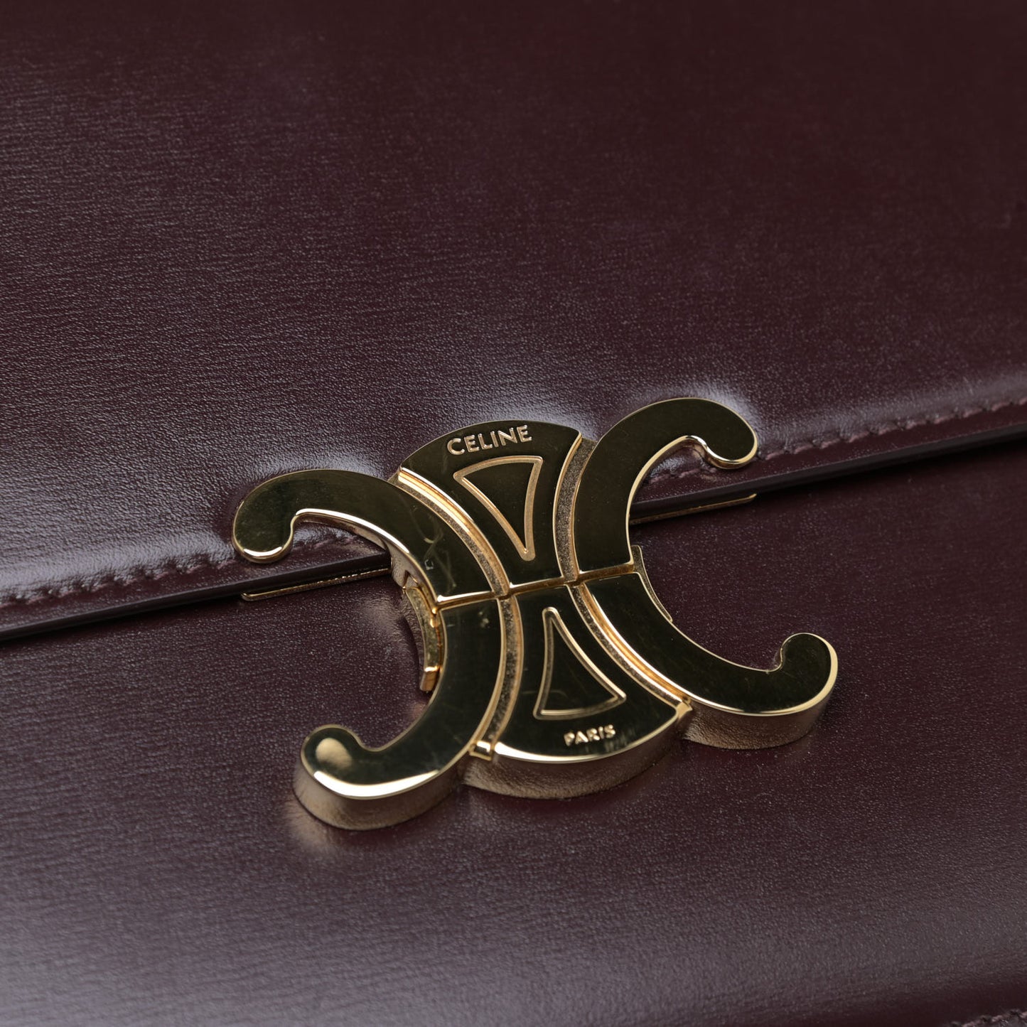 Shiny Calfskin Medium Triomphe Burgundy