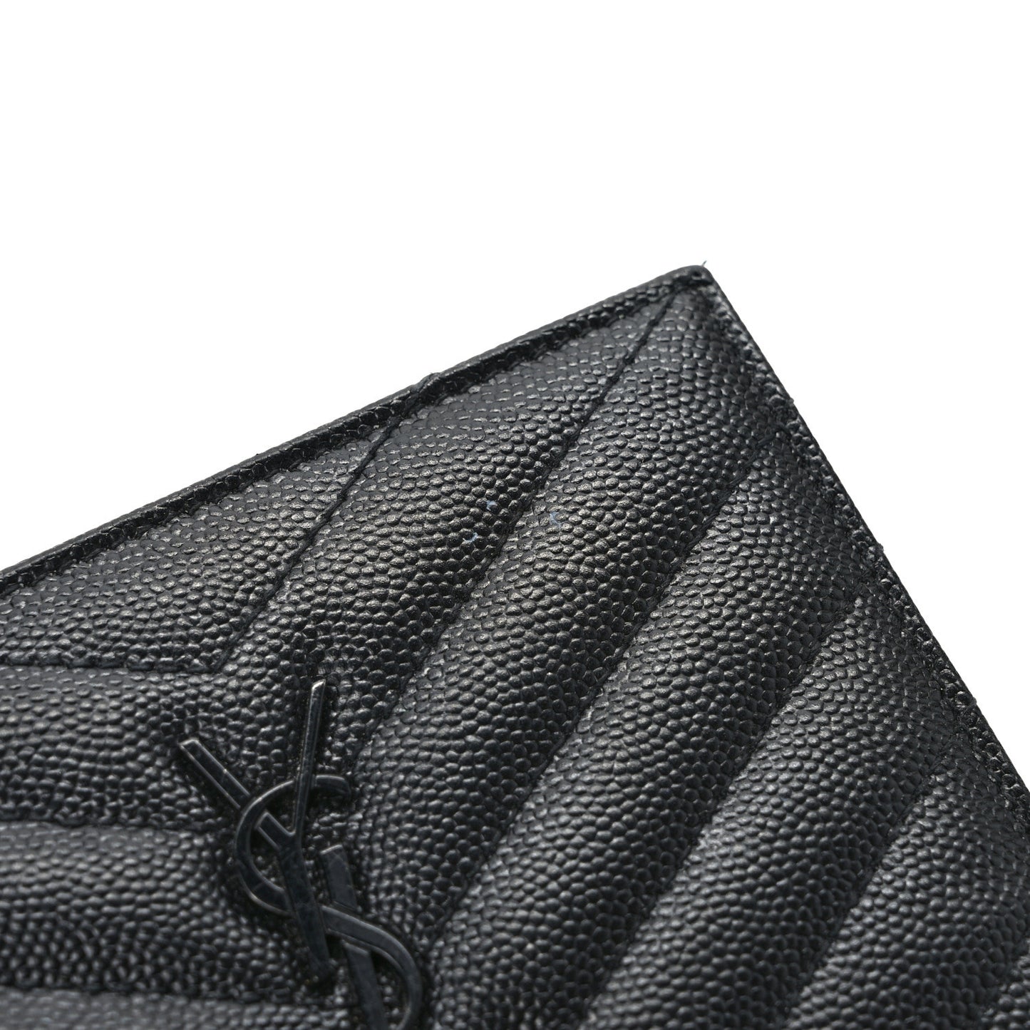 Grain De Poudre Matelasse Chevron Monogram Zipped Two-Part Wallet Black