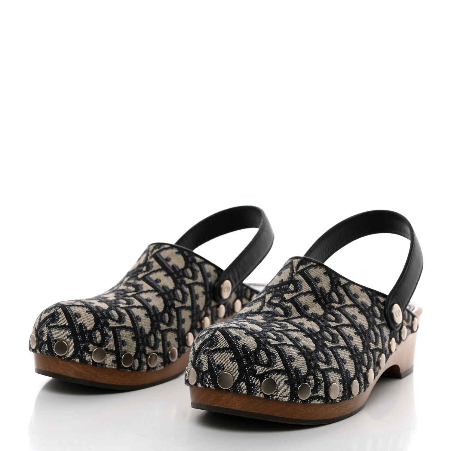 Christian Dior Canvas Oblique Diorquake 20mm Slingback Clogs 38 Deep Blue 3 of 8