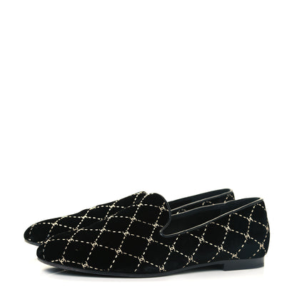 Chanel Velvet Mocassin Loafers 36.5 Black 3 of 9