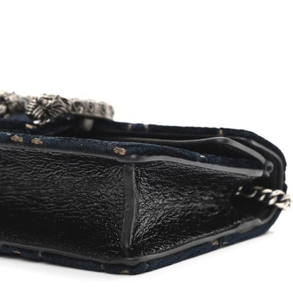Gucci Velvet GG Monogram Super Mini Dionysus Shoulder Bag Blue Beige Black 9 of 9