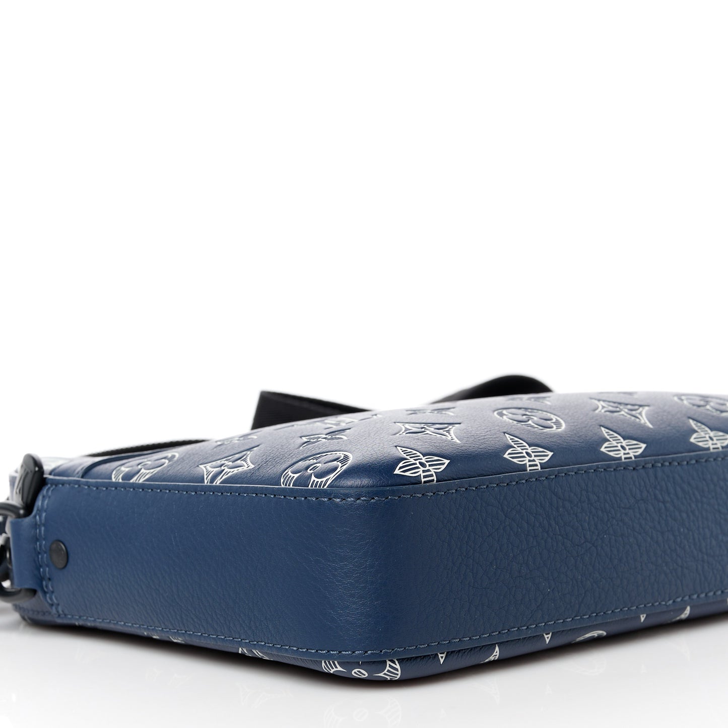 Calfskin Monogram Shadow Trio Messenger Navy White
