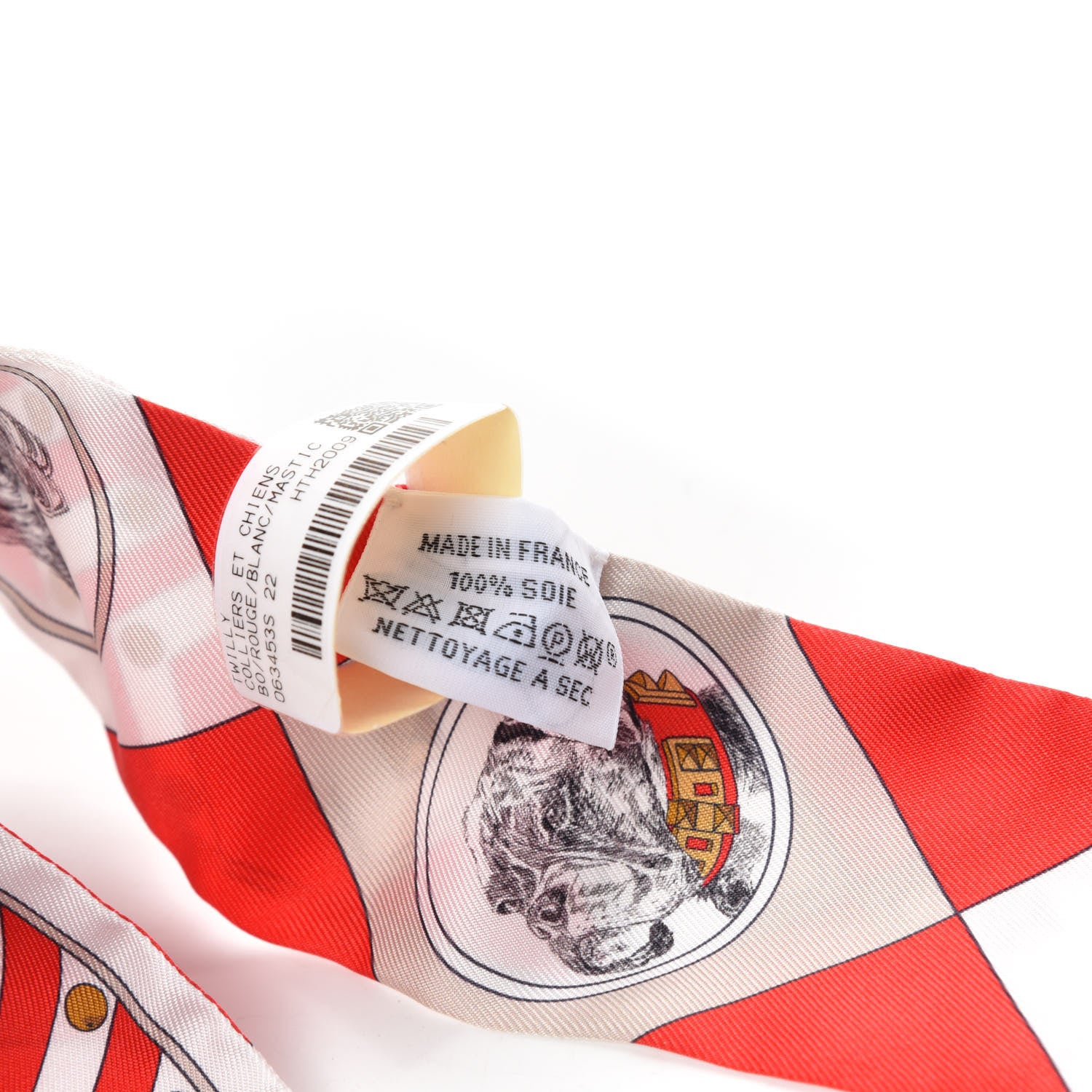 Hermes Silk Colliers Et Chiens Twilly Rouge White Mastic 3 of 4