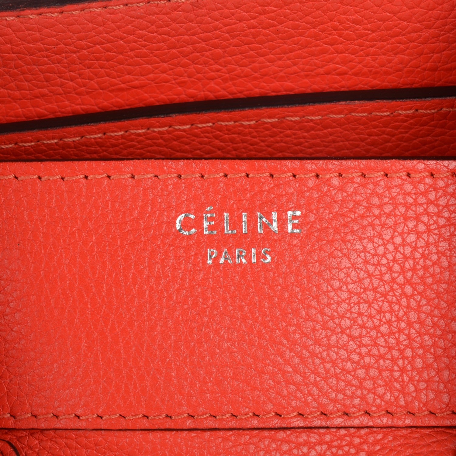 Celine Drummed Calfskin Mini Luggage Vermillion 11 of 14