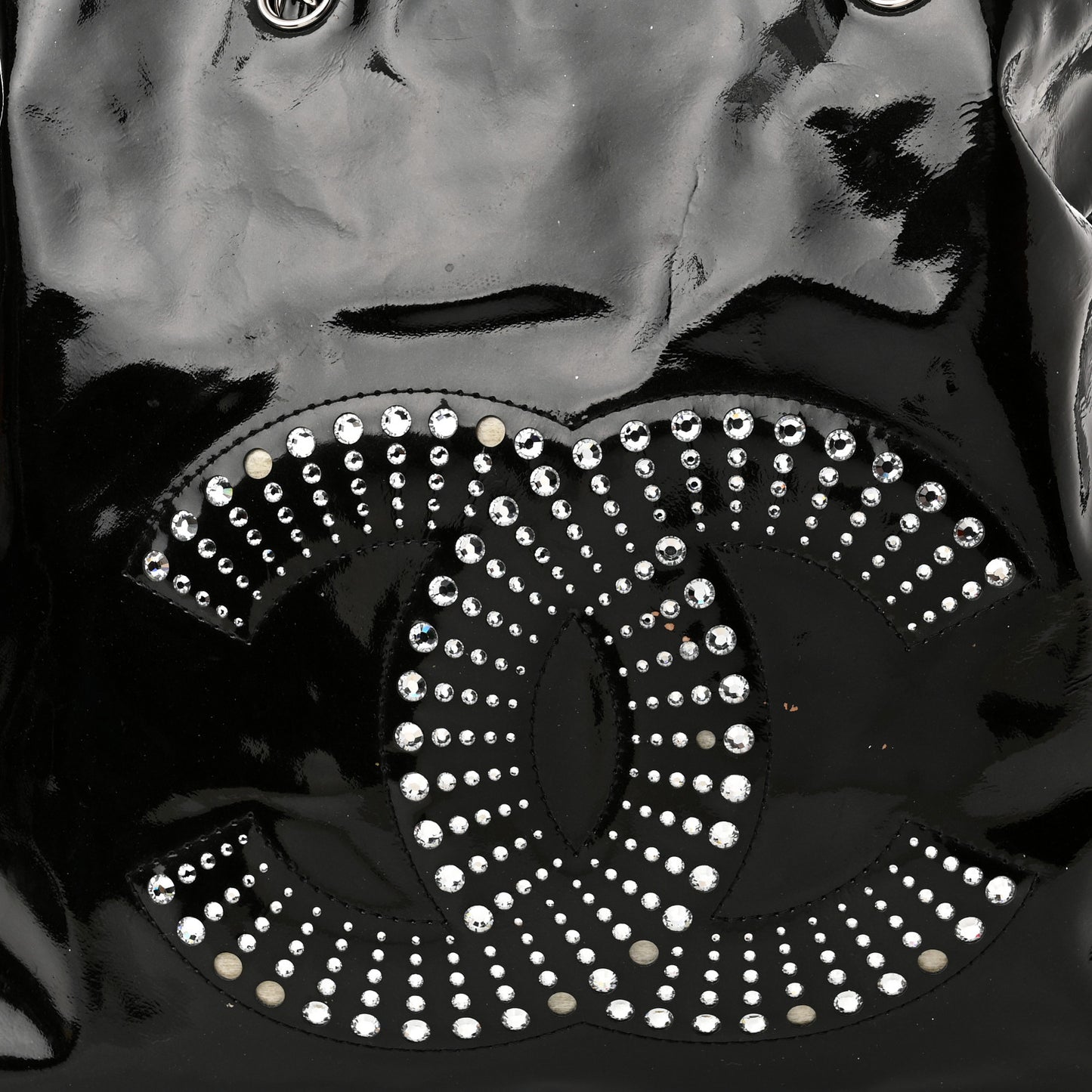 Patent Crystal Strass Bonbons Tote Black