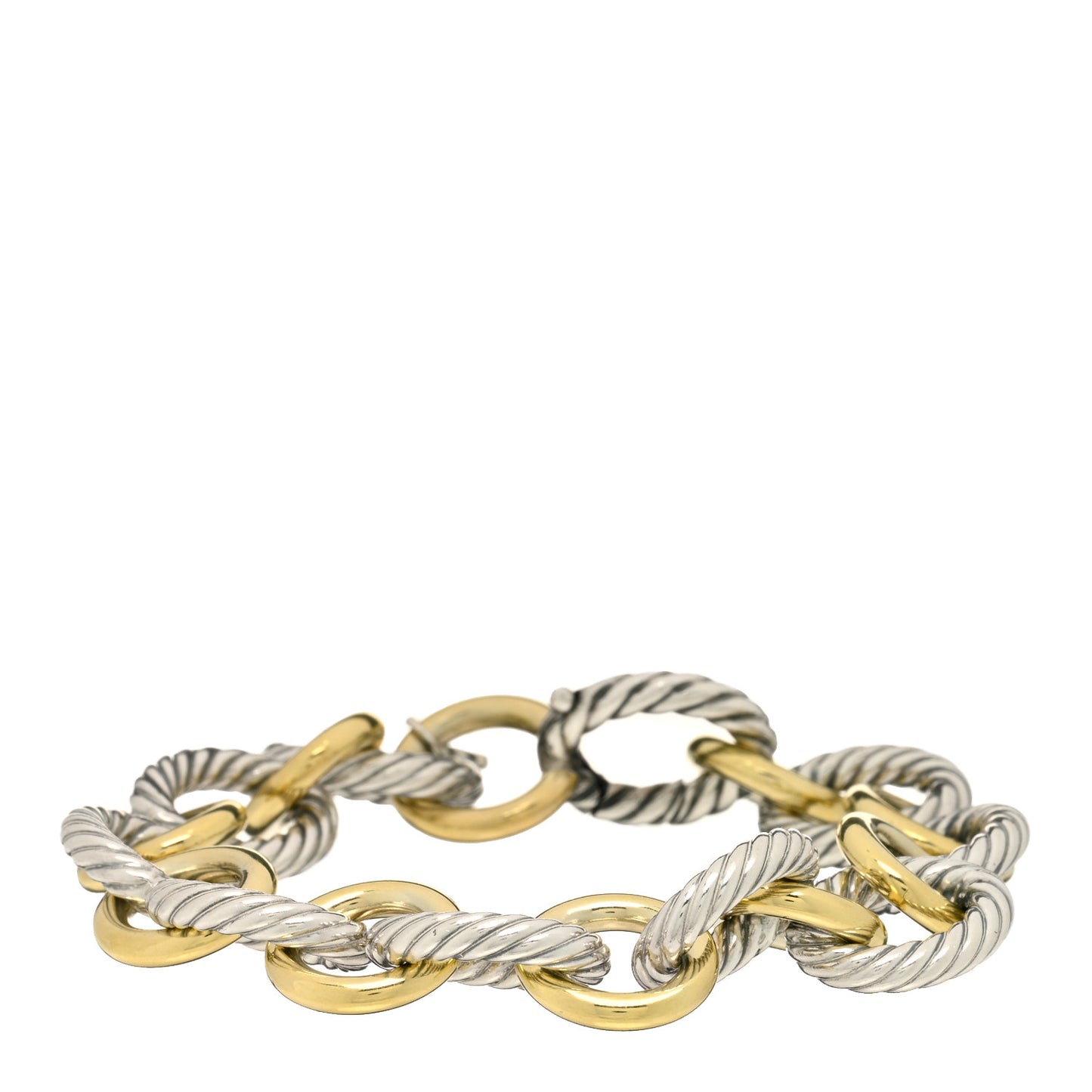Sterling Silver 18K Yellow Gold 12mm Large Oval Link Bracelet