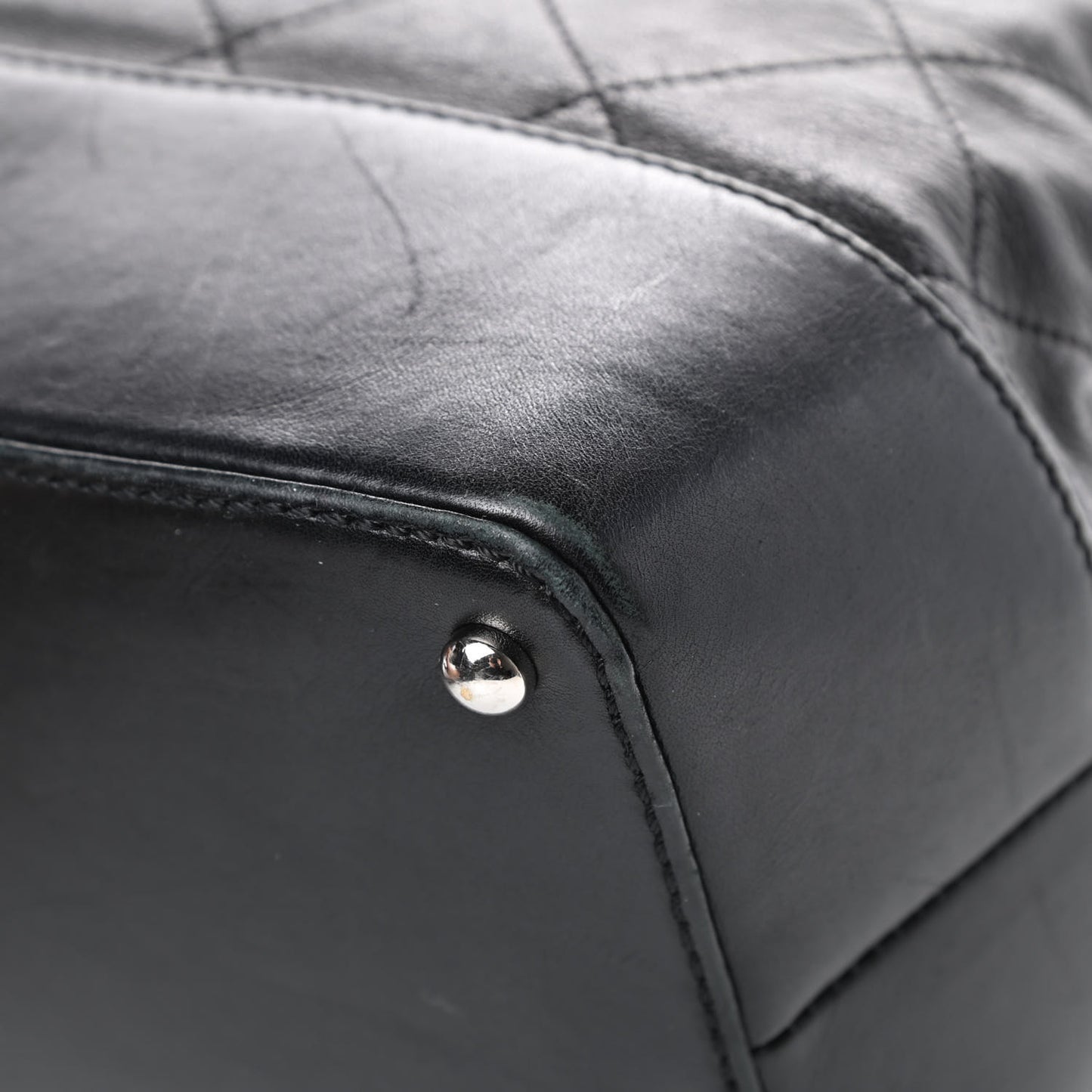 Calfskin Stitched Large VIP Shopping Tote Black