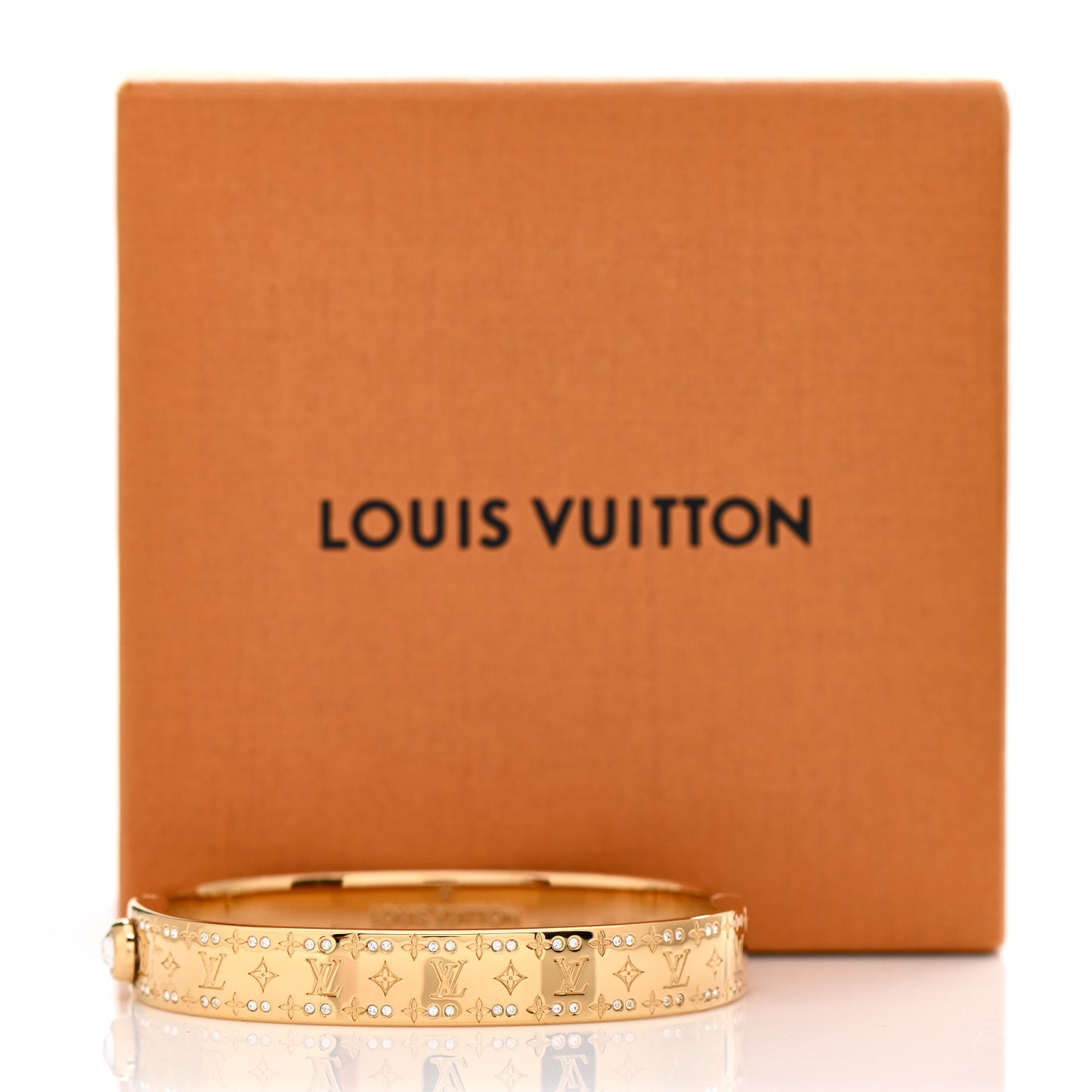 Brass Crystal Monogram Nanogram Strass Cuff S Gold