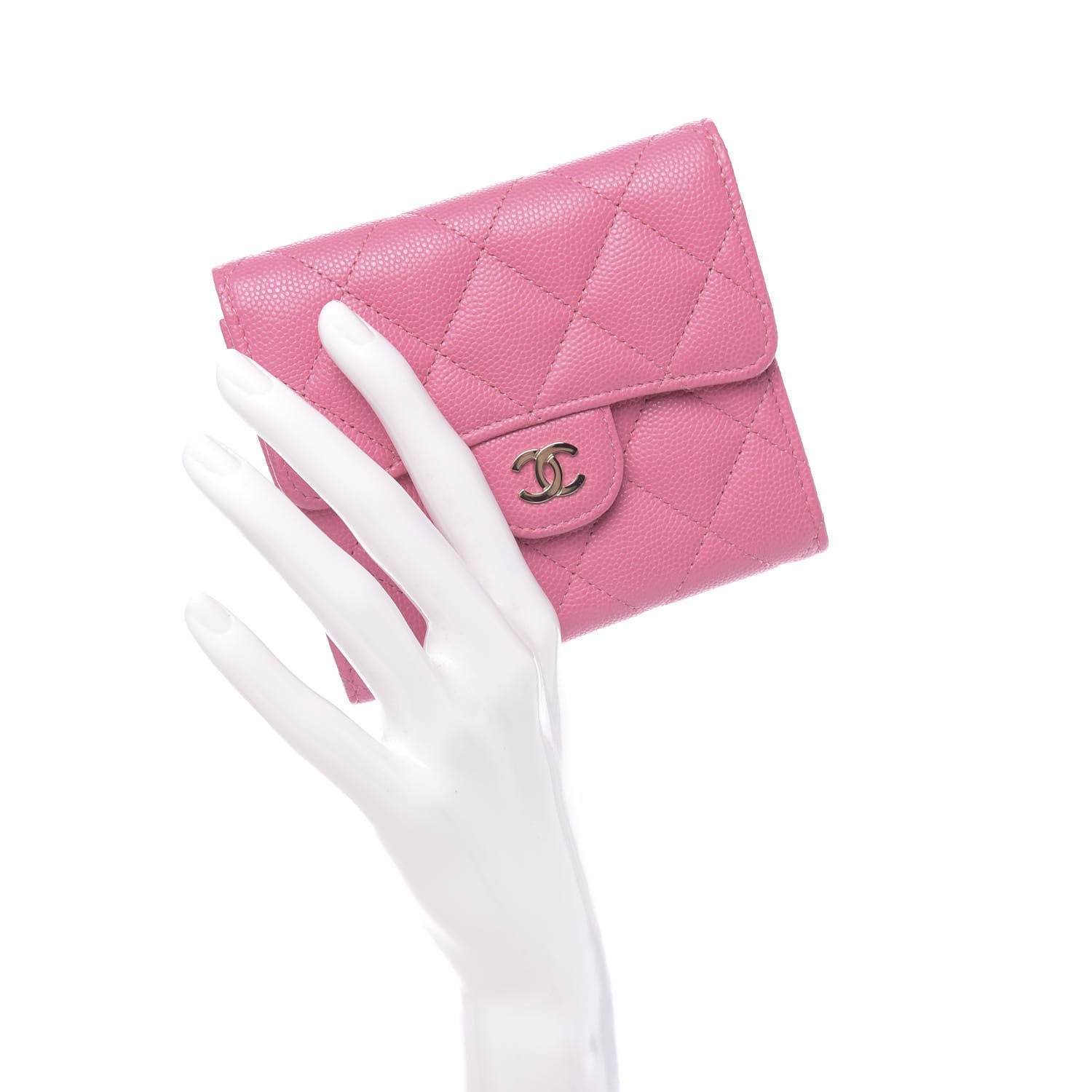 Chanel Caviar Quilted Compact Flap Wallet Pink 2 of 8