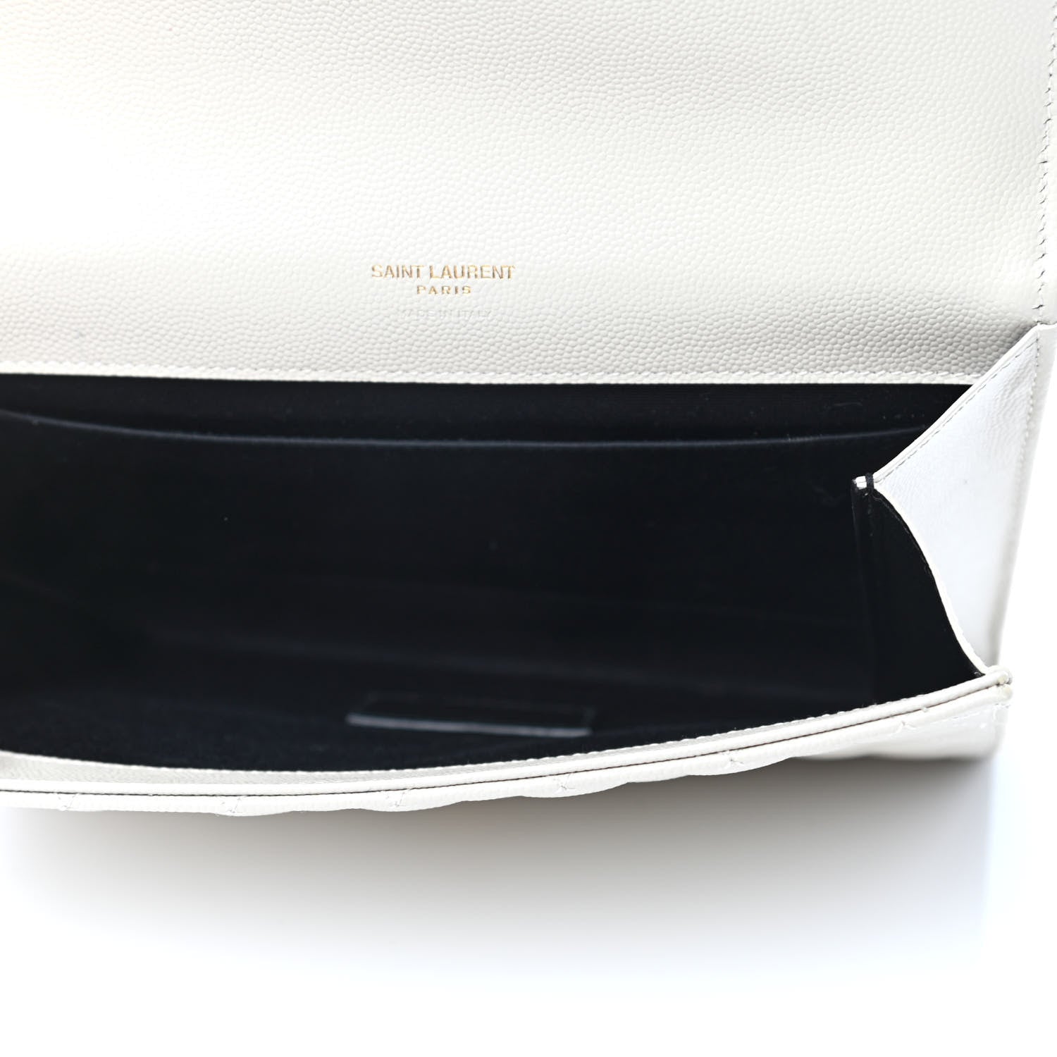 Saint Laurent Grain De Poudre Textured Mixed Matelasse Triquilt Monogram Clutch Blanc Vintage 4 of 6