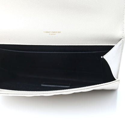 Saint Laurent Grain De Poudre Textured Mixed Matelasse Triquilt Monogram Clutch Blanc Vintage 4 of 6