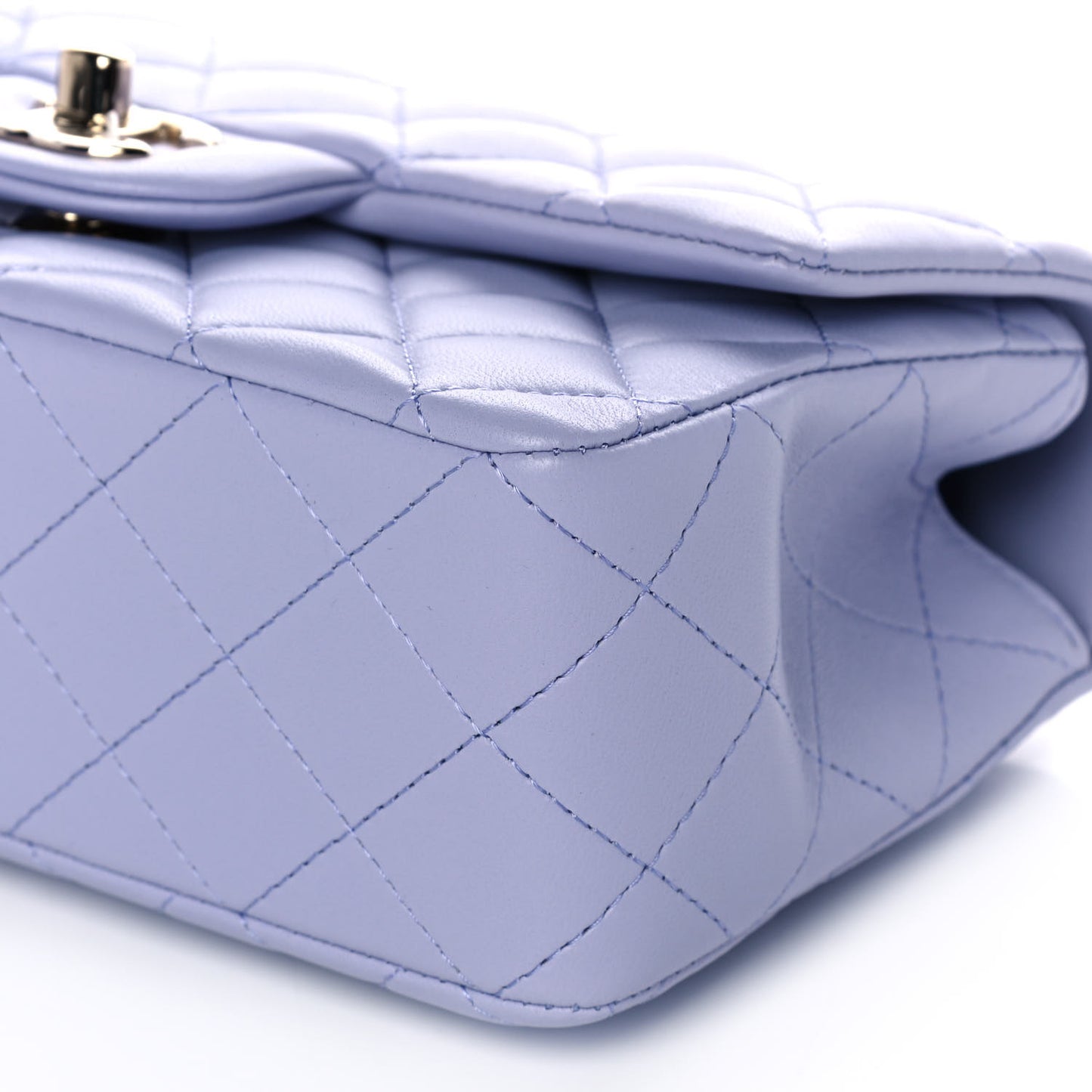 Lambskin Quilted Mini Top Handle Rectangular Flap Light Purple