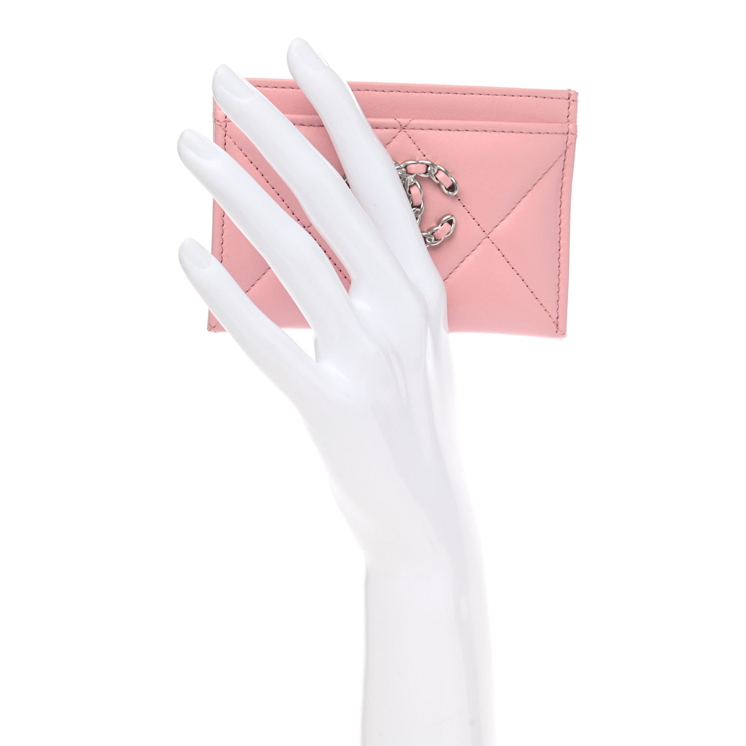 Chanel Lambskin Quilted Chanel 19 Card Holder Light Pink 2 of 9