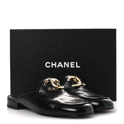 Chanel Shiny Calfskin Crystal CC Mules 41 Black 12 of 12