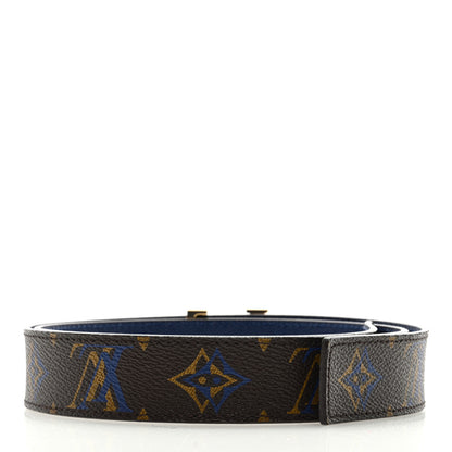 Louis Vuitton Calfskin Rainbow Monogram 30mm LV Initiales Reversible Belt 80 32 Blue 2 of 4
