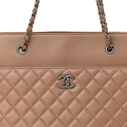 Chanel Grained Calfskin Quilted Large Zipped Shopping Tote Taupe 10 of 13
