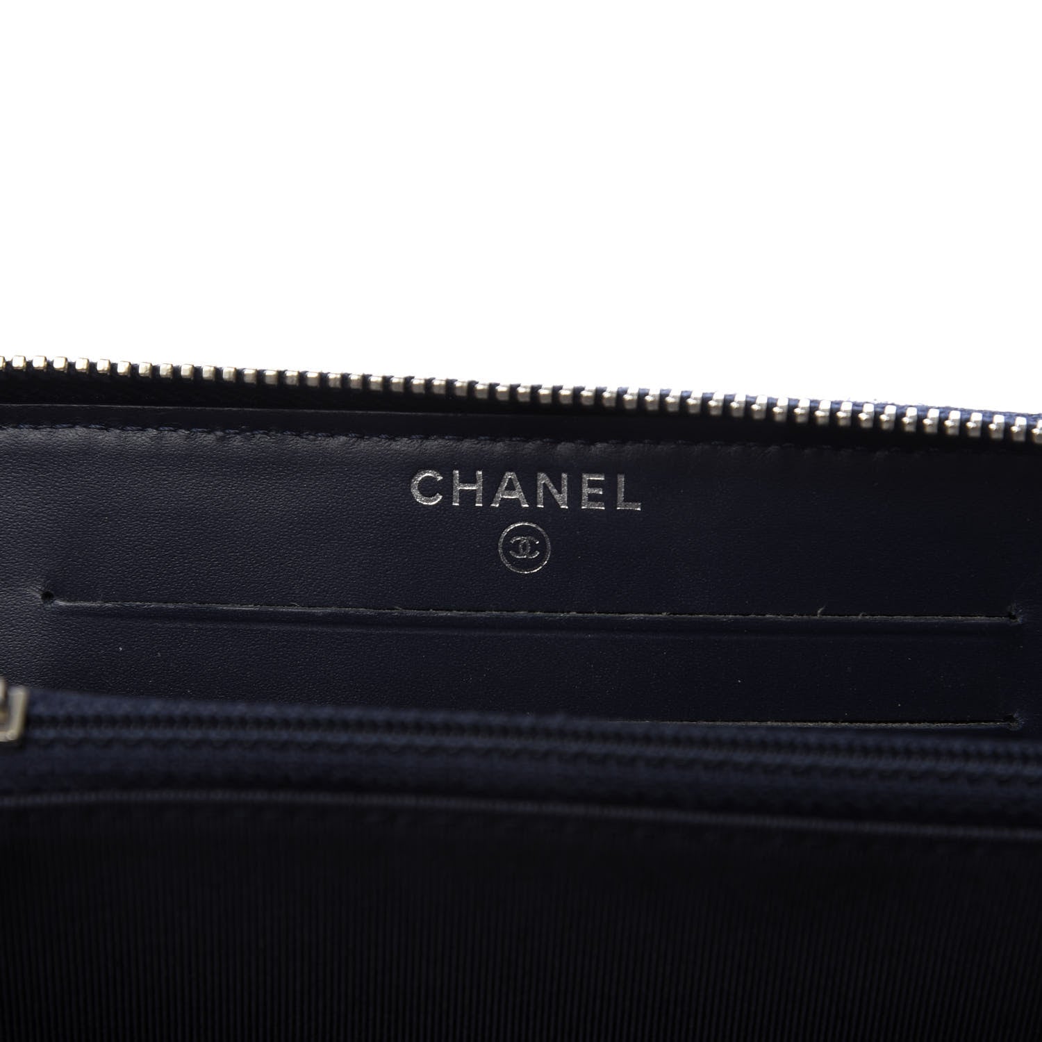 Chanel Caviar Chevron Quilted Large Gusset Zip Around Wallet Navy 6 of 9