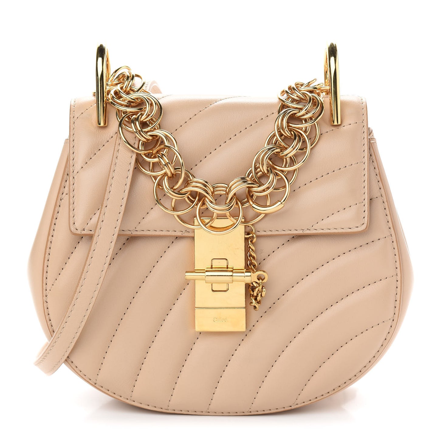 Calfskin Quilted Mini Drew Bijou Shoulder Bag Pearl Beige