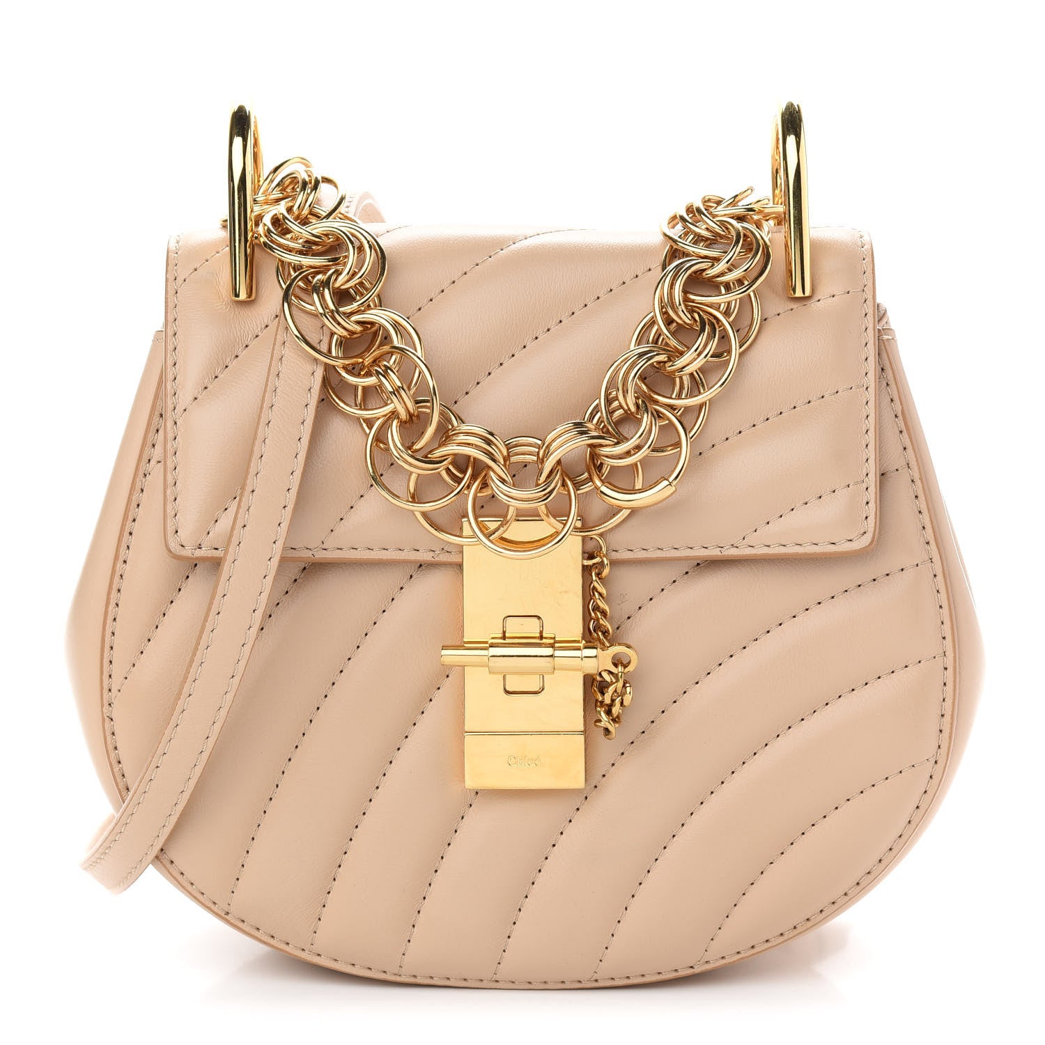 Chloe Calfskin Quilted Mini Drew Bijou Shoulder Bag Pearl Beige 1 of 9
