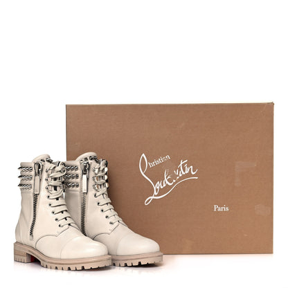 Christian Louboutin Calfskin Winter Spikes Combat Boots 37 White 9 of 9