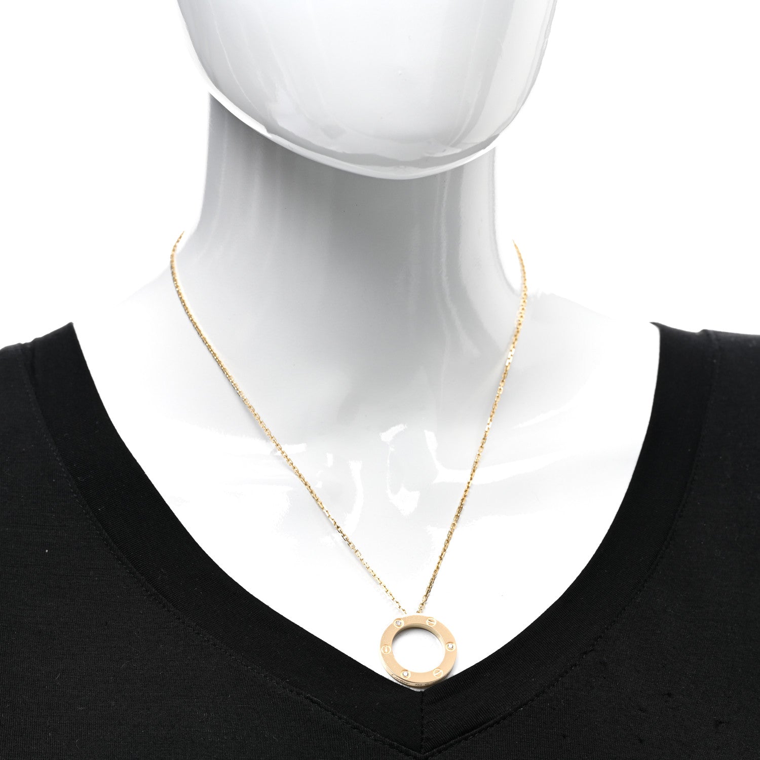 Cartier 18K Yellow Gold 3 Diamonds LOVE Pendant Necklace 2 of 4