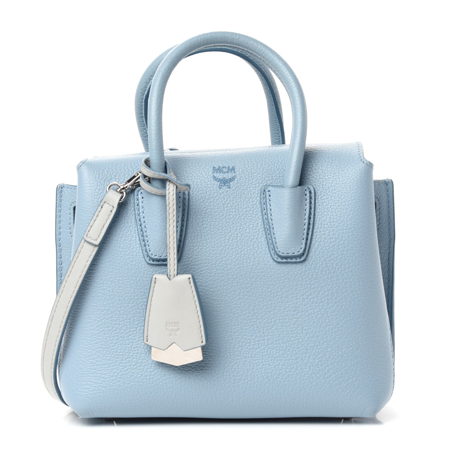 Grained Calfskin Mini Milla Tote Sky Blue