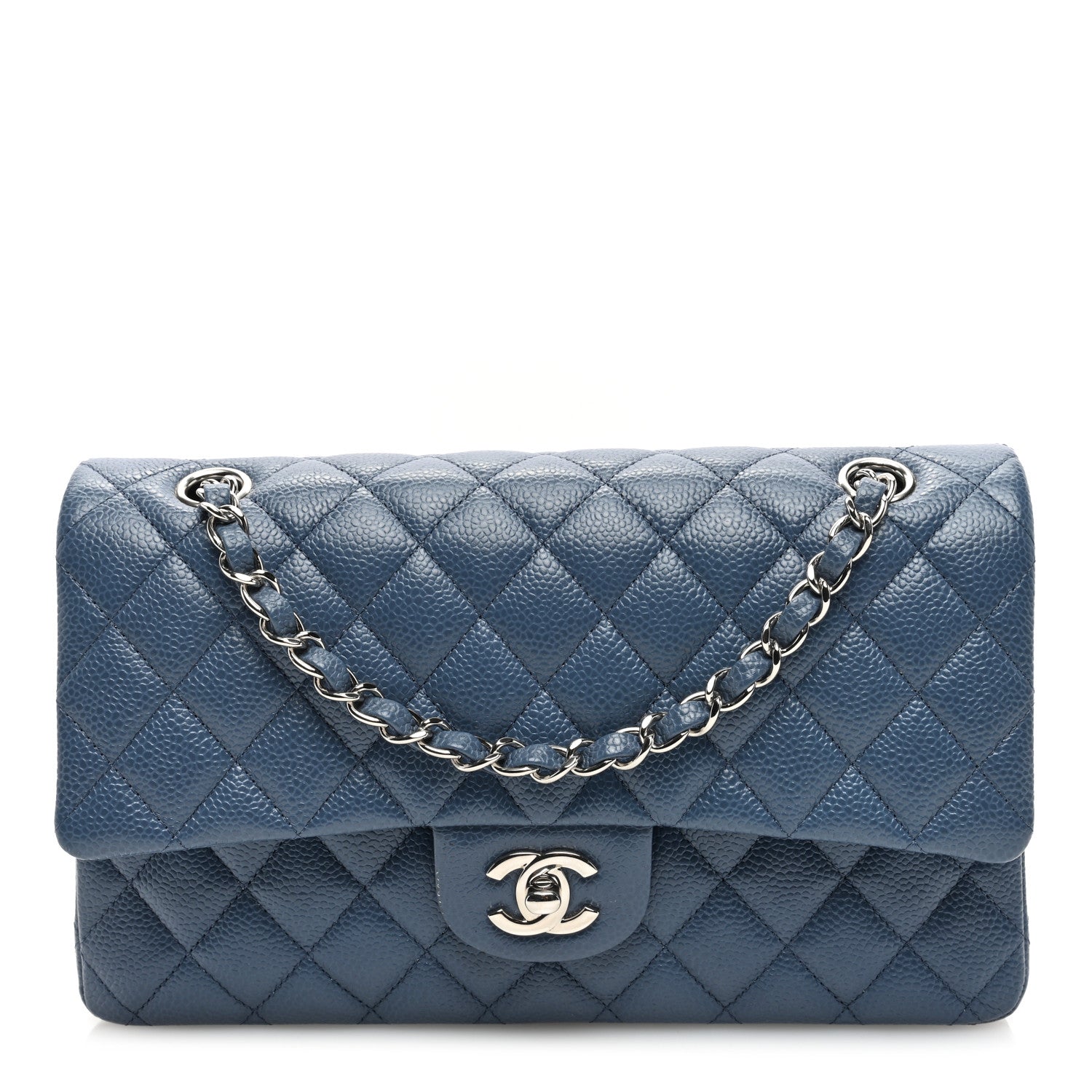 Chanel Caviar Quilted Medium Double Flap Dark Blue 1 of 10