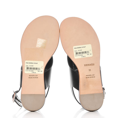 Hermes Calfskin Kola Sandals 35 Black 5 of 11