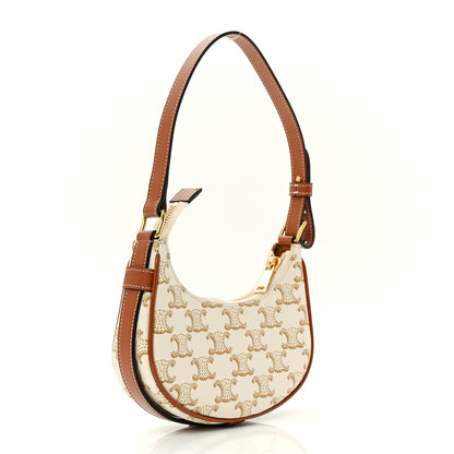 Celine Canvas Calfskin Mini Ava Triomphe Shoulder Bag White 2 of 10