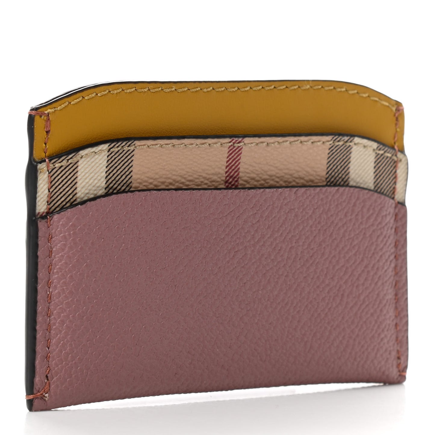 Soft Grain Calfskin Haymarket Check Izzy Card Case Dusty Pink