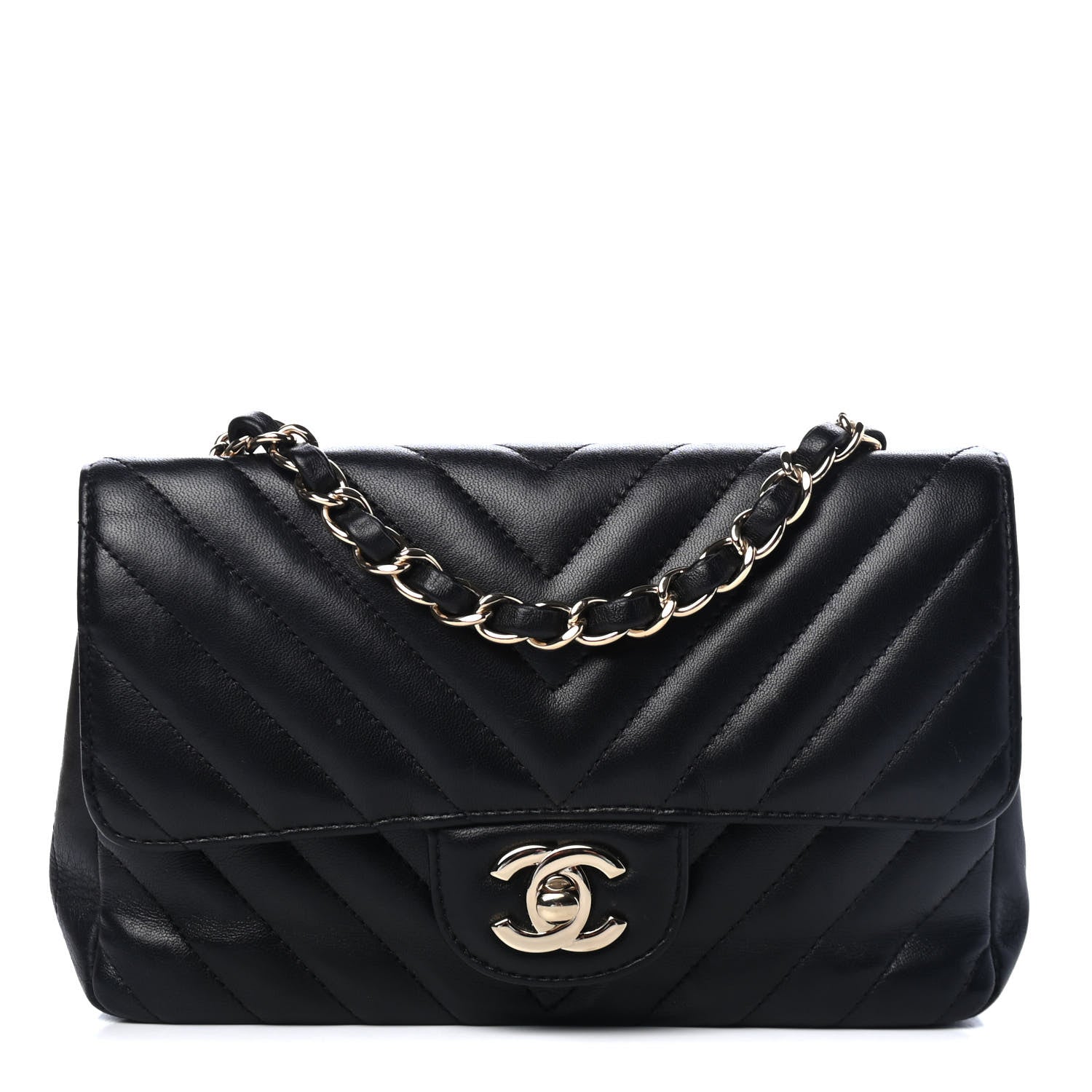 Chanel Lambskin Chevron Quilted Mini Rectangular Flap Black 1 of 4