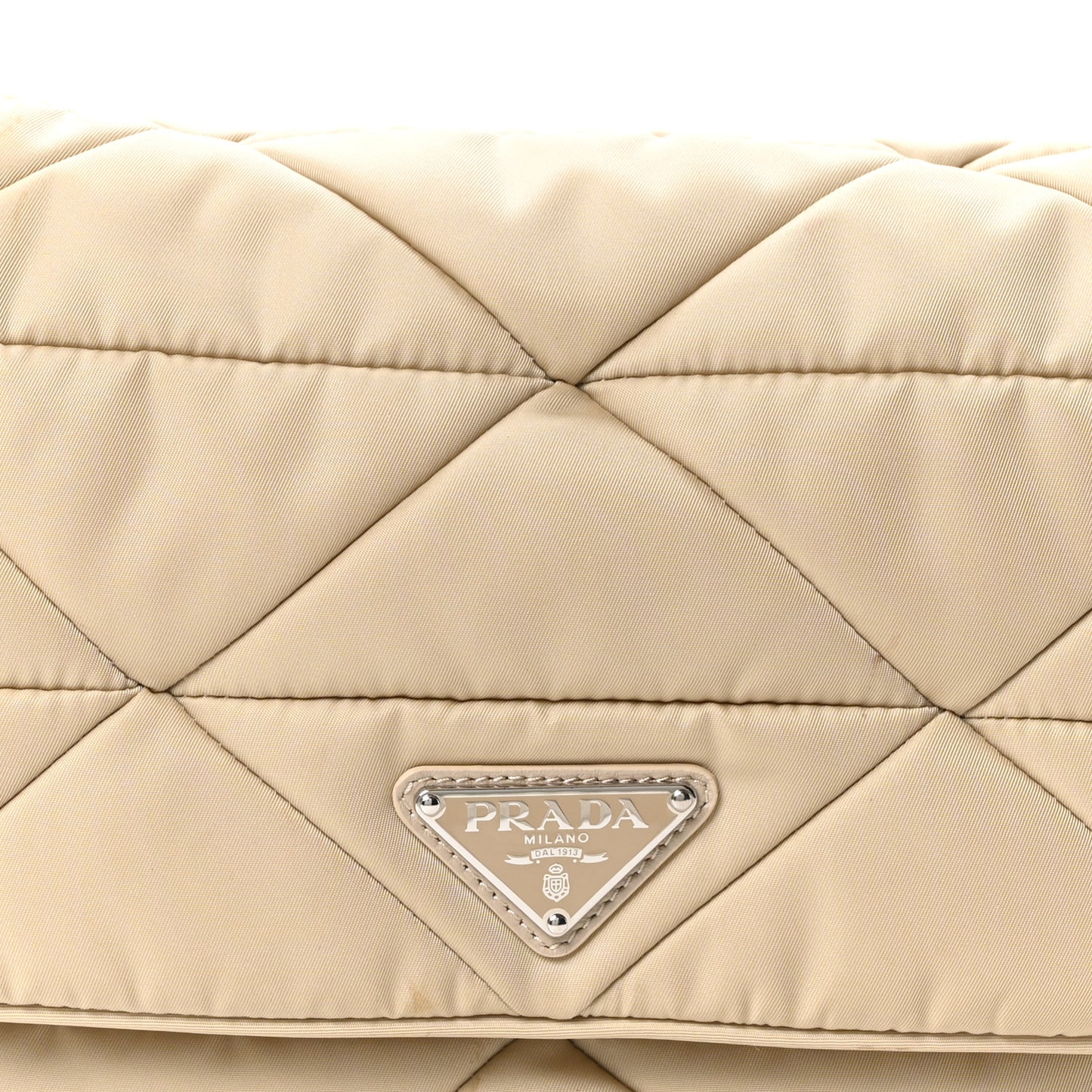 Re-Nylon Quilted Padded Flap Shoulder Bag Deserto