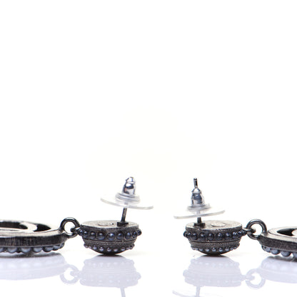 Chanel Ruthenium Beaded CC Drop Earrings Dark Grey 7 of 9