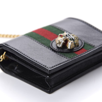 Gucci Calfskin Web Rajah Chain Card Case Wallet Black 6 of 11
