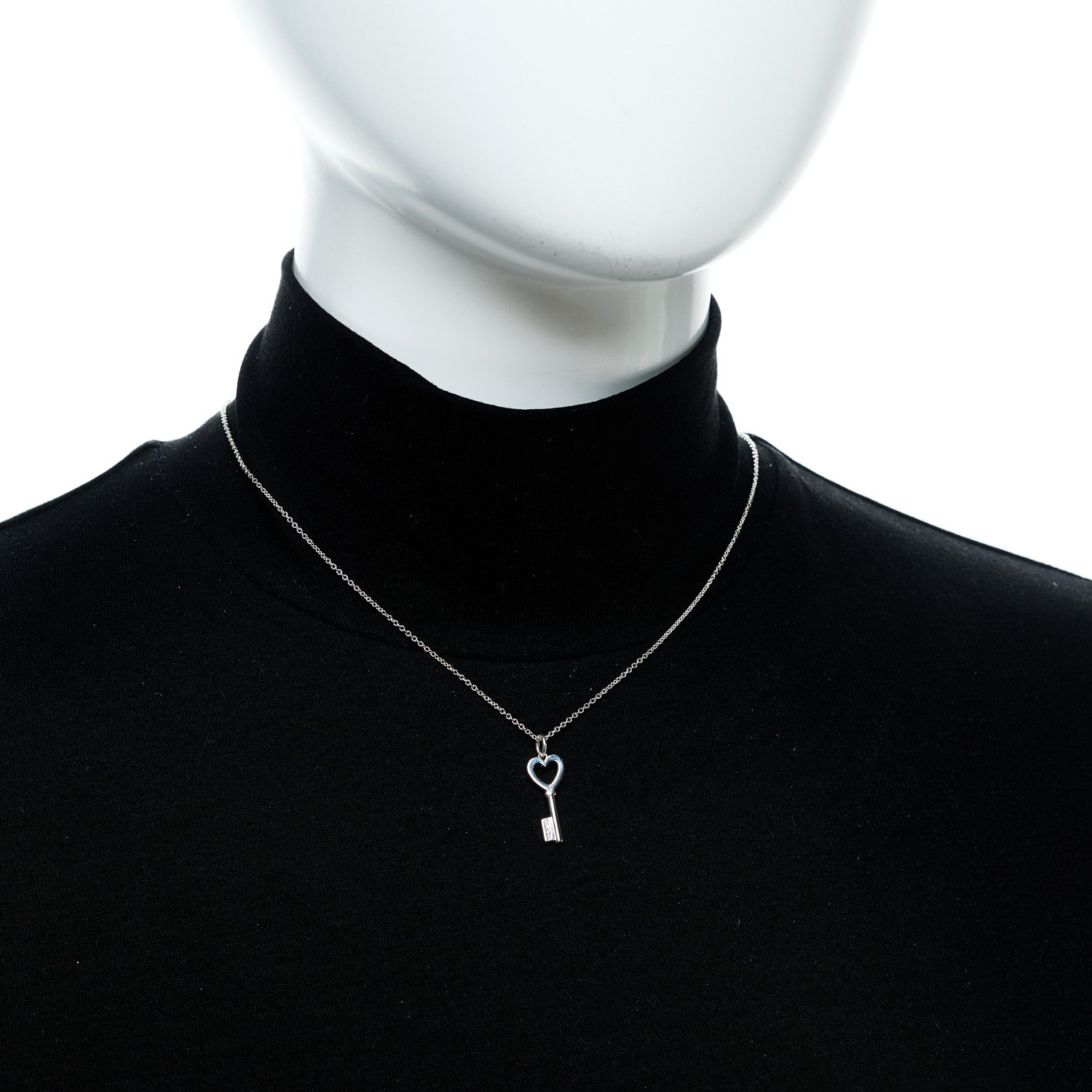 Tiffany Sterling Silver Mini Heart Key Pendant Necklace 2 of 5
